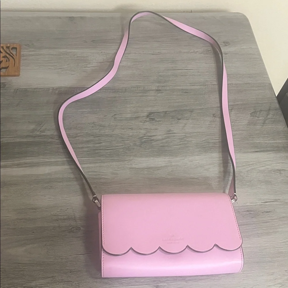 kate spade Pink Scallop-Trim Leather Crossbody Bag - Picture 3 of 5
